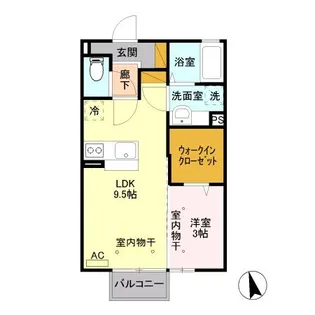 茨城県古河市東牛谷【アパート】の間取り