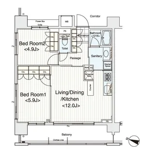 東京都大田区南六郷3【マンション】の間取り
