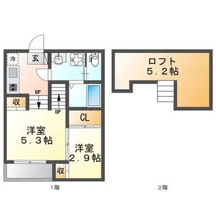 ハーモニーテラス伝馬3【2階】の間取り