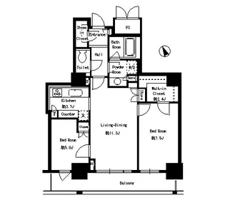 東京都港区芝浦2【マンション】の間取り