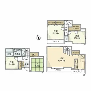 神奈川県横浜市中区本牧間門【一戸建】の間取り