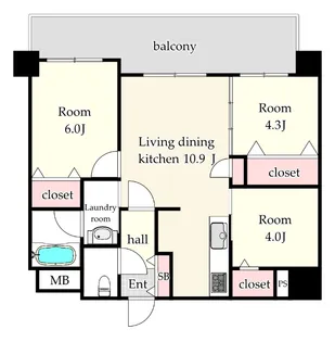 エンクレストパサージュ博多【9階】の間取り