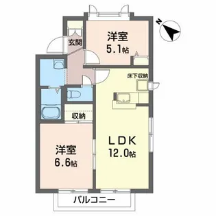KMフラッツA【1階】の間取り