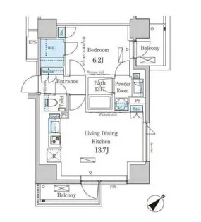 パークアクシス飯田橋レジデンス【8階】の間取り