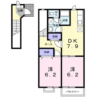 カーサエテルノB【2階】の間取り