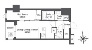 ディームス上野御徒町【4階】の間取り