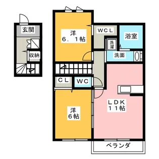 メルベーユ南荒子【2階】の間取り