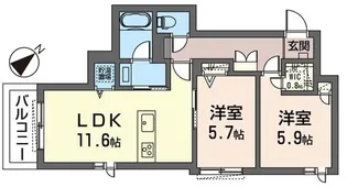 ミルフルール ShaMaison【3階】の間取り