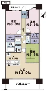 デュオヒルズつくばエンブレム【13階】の間取り