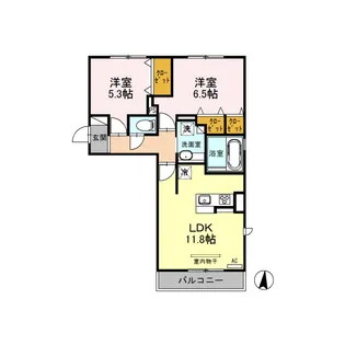 セキュレア須屋 G棟【2階】の間取り