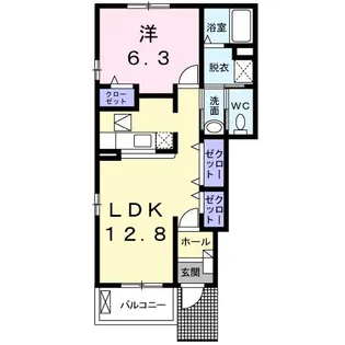 ヴィレッジ・ウェルハウスB【1階】の間取り