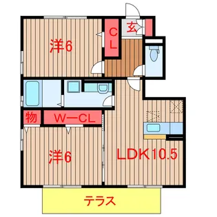 ソレイユAB【1階】の間取り