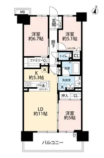 ラクラスガーデン【6階】の間取り