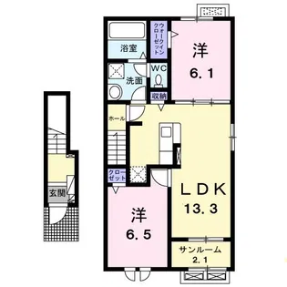 シャンブル II【2階】の間取り