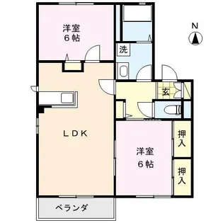 レーベントール中央A棟【2階】の間取り