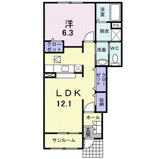 サニーウエスト【1階】の間取り