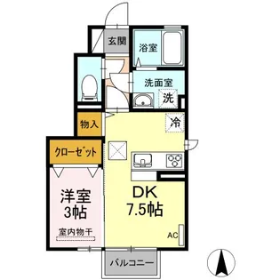 下越物産D-room B【1階】の間取り