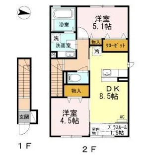 Happy forest B棟【2階】の間取り