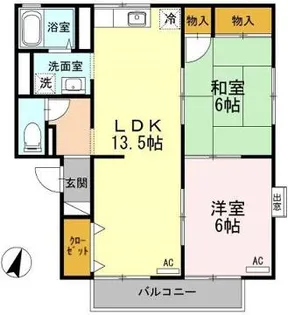 ピースフルいのうえ B棟【1階】の間取り