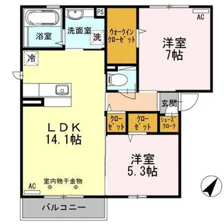 ブランディアB【2階】の間取り