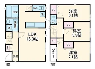 神奈川県平塚市袖ケ浜【一戸建】の間取り