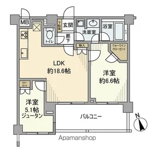 サンクタス横濱三ツ沢公園【3階】の間取り
