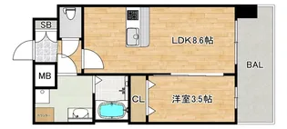大阪府大阪市阿倍野区天王寺町北1【マンション】の間取り