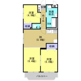 ユーミーシャーモ【1階】の間取り