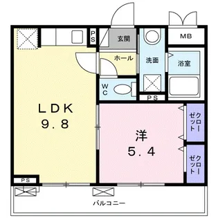 アンソレイエ町屋【2階】の間取り
