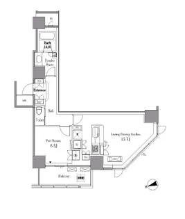 レジディアタワー目黒不動前【6階】の間取り