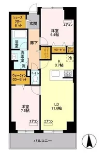 ロイヤルパークスシーサー【4階】の間取り