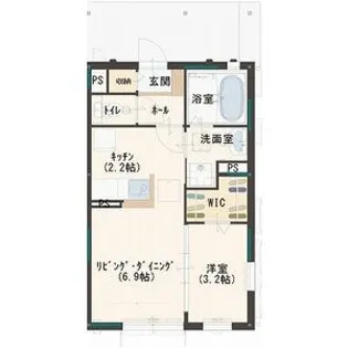 セリジェ越名D【1階】の間取り