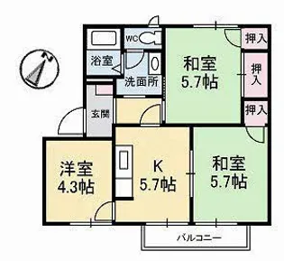 フローラル温品 B棟【1階】の間取り