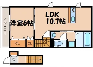 広島県安芸郡海田町稲荷町【アパート】の間取り