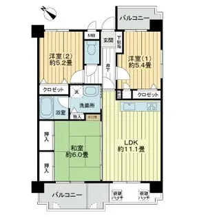 ライオンズマンション泊高橋【4階】の間取り