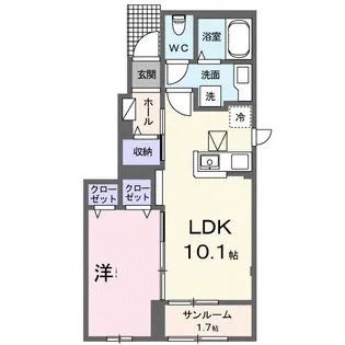 ヒルサイド 前原西【1階】の間取り