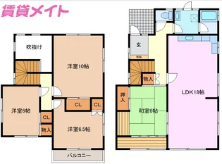 三重県名張市すずらん台東4番町【一戸建】の間取り