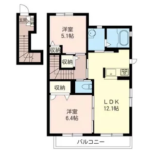 埼玉県熊谷市拾六間【アパート】の間取り