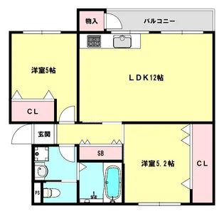 鶴甲コーポ26号館【2階】の間取り