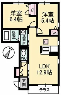 ウィステリア学南【1階】の間取り