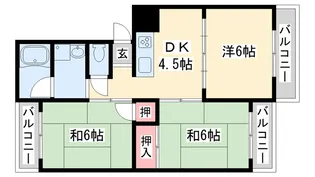パインリーフ高砂A【4階】の間取り