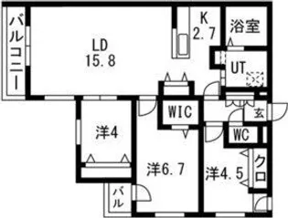 アルファスクエア円山北2条【3階】の間取り