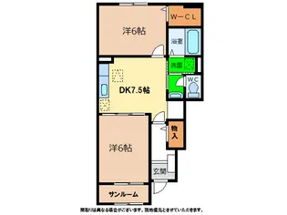 シェルブルーA【1階】の間取り
