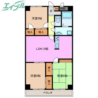 プロミネント四日市【6階】の間取り