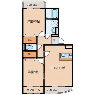 ユーミーマンションカシマ【3階】の間取り