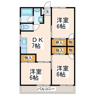 水前寺サンハイツ飛鳥【2階】の間取り