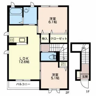 ボワ・デ・ボヌール【2階】の間取り