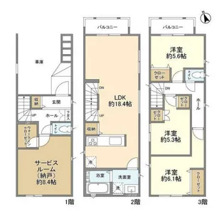 神奈川県川崎市高津区溝口6【一戸建】の間取り