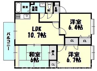 福岡県糟屋郡志免町志免2【アパート】の間取り