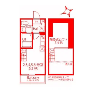 ハーミットクラブハウスKCK菊名【2階】の間取り
